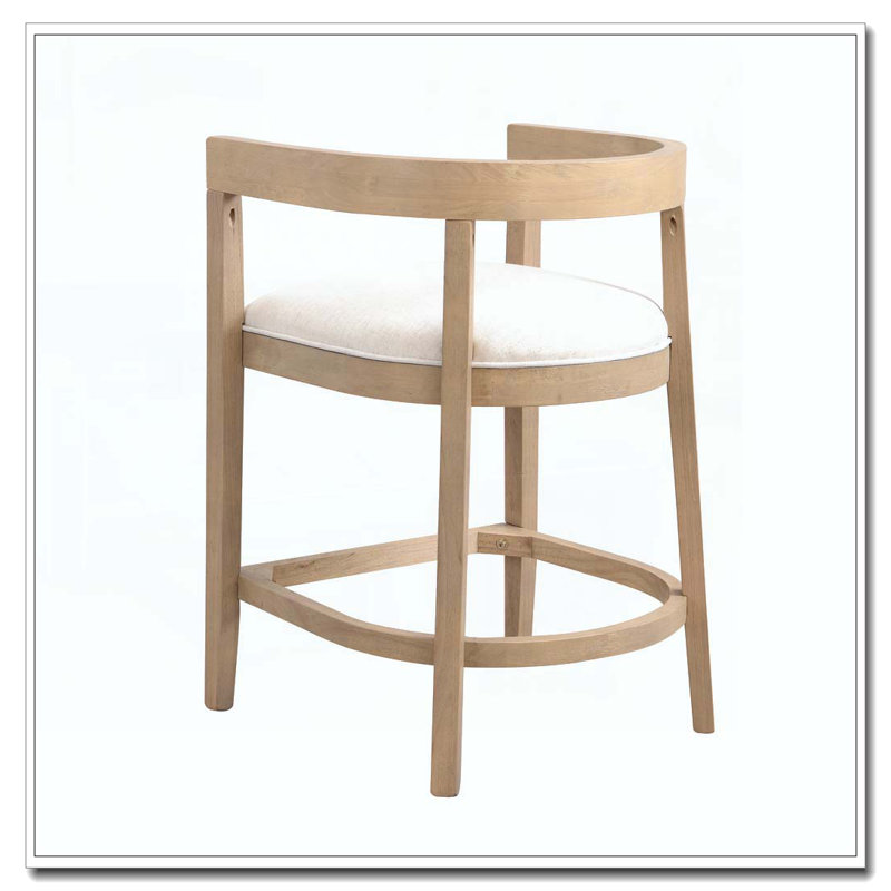 Tabouret de comptoir en bois d'hévéa, Chêne