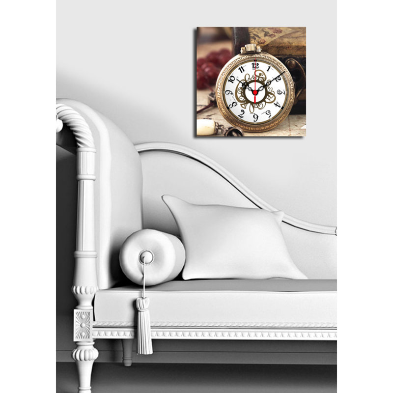 Horloge murale élégante en toile 11 po x 11 po | 100% toile de suède, cadre 100% bois (épaisseur: 1,2 po) | Parfait pour la décoration intérieure, le salon, le bureau, le style intemporel et la fonctionnalité