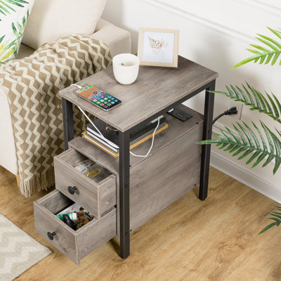 Artimon 24" H 2-Drawer End Table with Built-In Outlets