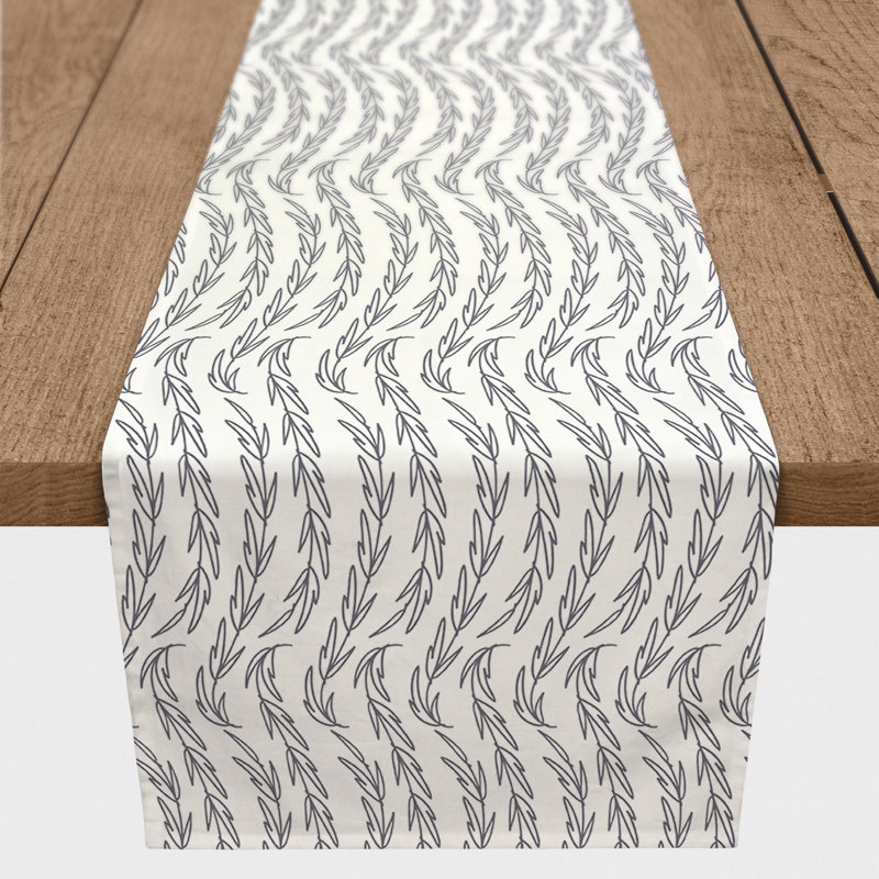 Chemin de table floral, 90 po x 16 po, Gris foncé