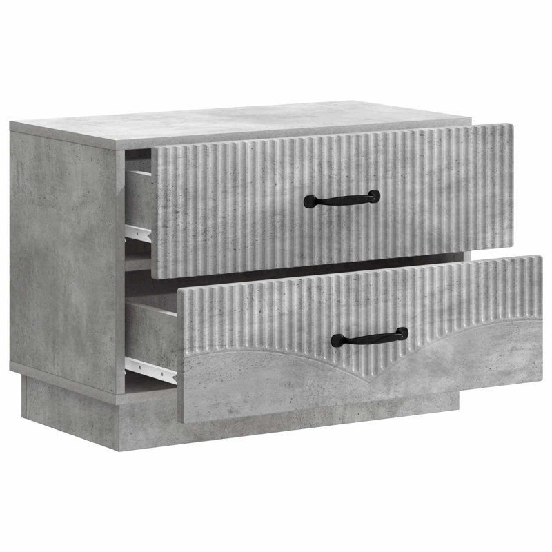 62cm W Manufactured Wood Bedside Table, Concrete Grey