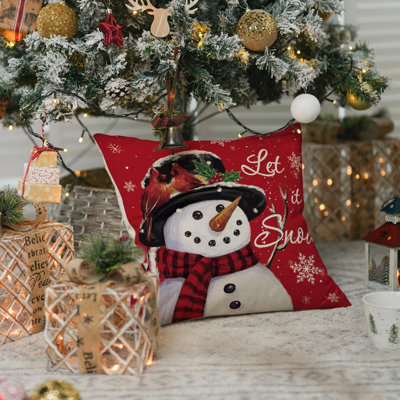 Housse de coussin Let It Snow Snowman Christmas