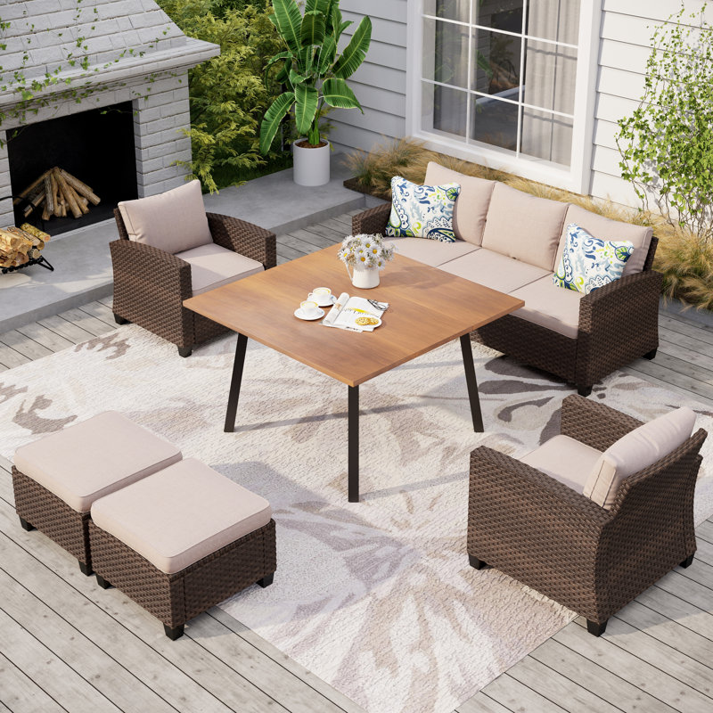 Ensemble de conversation avec coussins 6 pièces, Beige