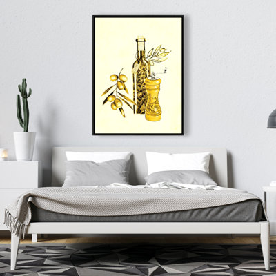 Olive Oil And Pepper Print On Canvas