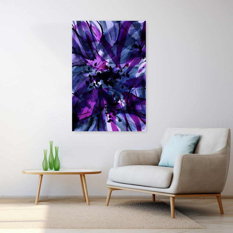 Art contemporain abstrait violet, H 48 po x l 32 po