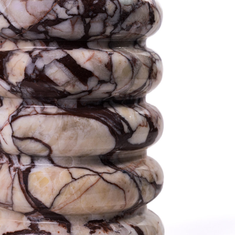 Breccia Marble Layered Vase, Brown/Black