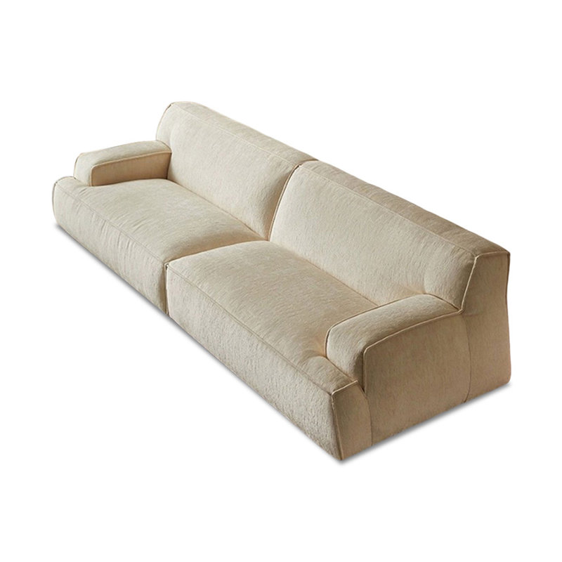 Canapé modulaire en velours beige, 27.56" H x 102.36" W x 41.34" D, 3