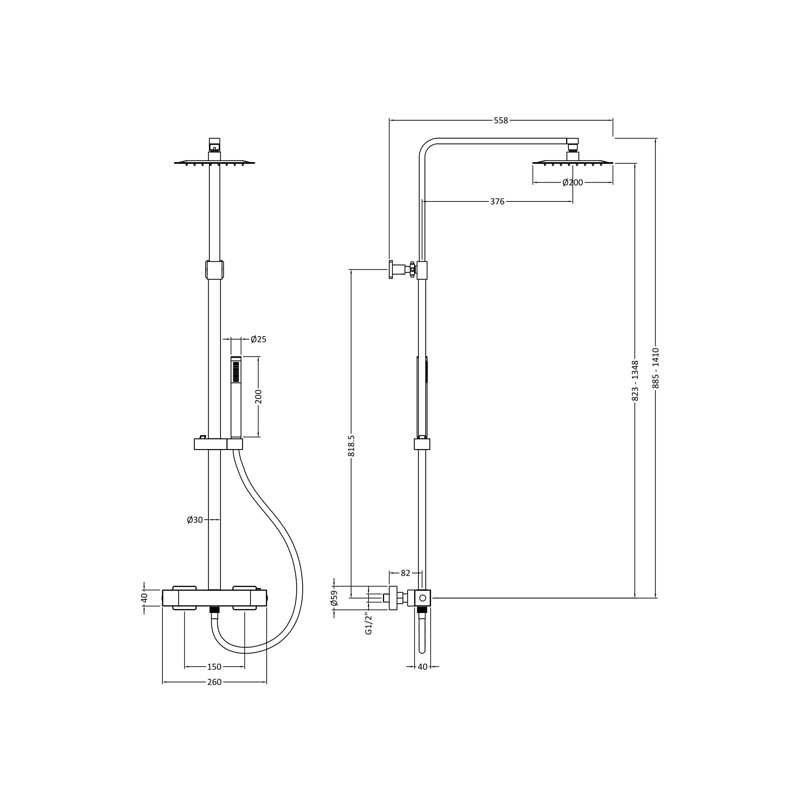 Brass Thermostatic Shower with Dual Shower Head