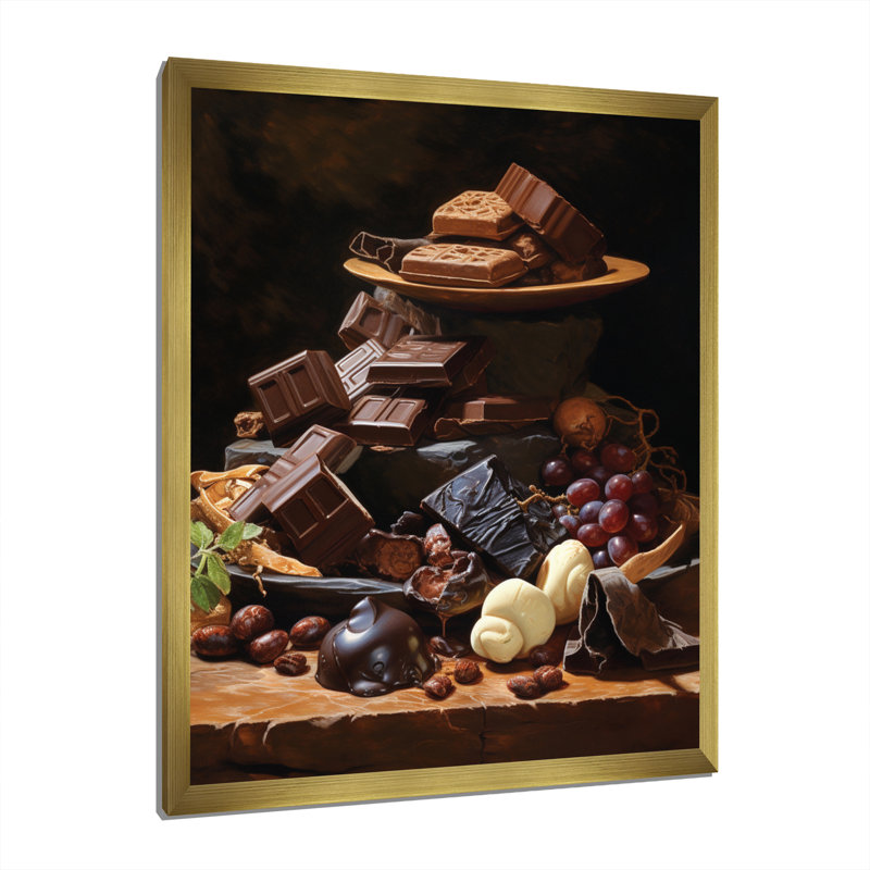 Blanscet Food Chocolate Dreams III, H 40 po x l 30 po x P 1,5 po, Encadrement doré