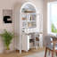  Grand garde-manger arqué 71 po avec portes cannelées en verre et tiroir caché, armoire de présentation à 4 portes, blanc-98367628