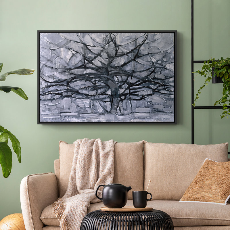 «The Grey Tree» par Piet Mondrian, toile tendue avec châssis, 24 po x 36 po, Naturel