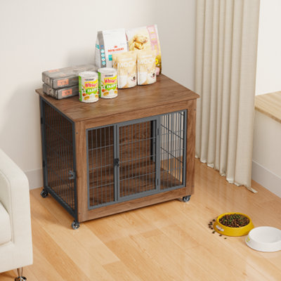 Mobilier de cage robuste pour chien, cage pour chien pour petits chiens, meuble pour chenil d'intérieur avec roues verrouillables