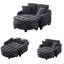 Canapé à deux places, canapé-lit double avec accoudoirs et dossiers irréguliers, repose-pieds avec espace de rangement, deux petits coussins décoratifs-513481555