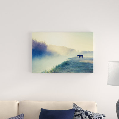 «Horse in The Fog», reproduction d'art sur toile tendue