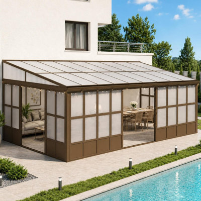 Modern Gazebos(Must include Frame) 12x20 Aluminum Sunroom for Patio