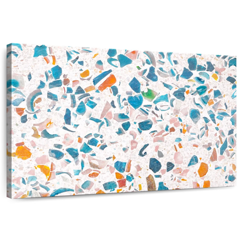 Plancher abstrait en terrazzo, H 30 po x l 45 po