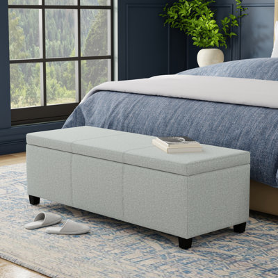 Avalon 48"W Upholstered Linen Look Fabric Transitional Rectangular Lift-Top Storage Ottoman Bench With High-Density Foam