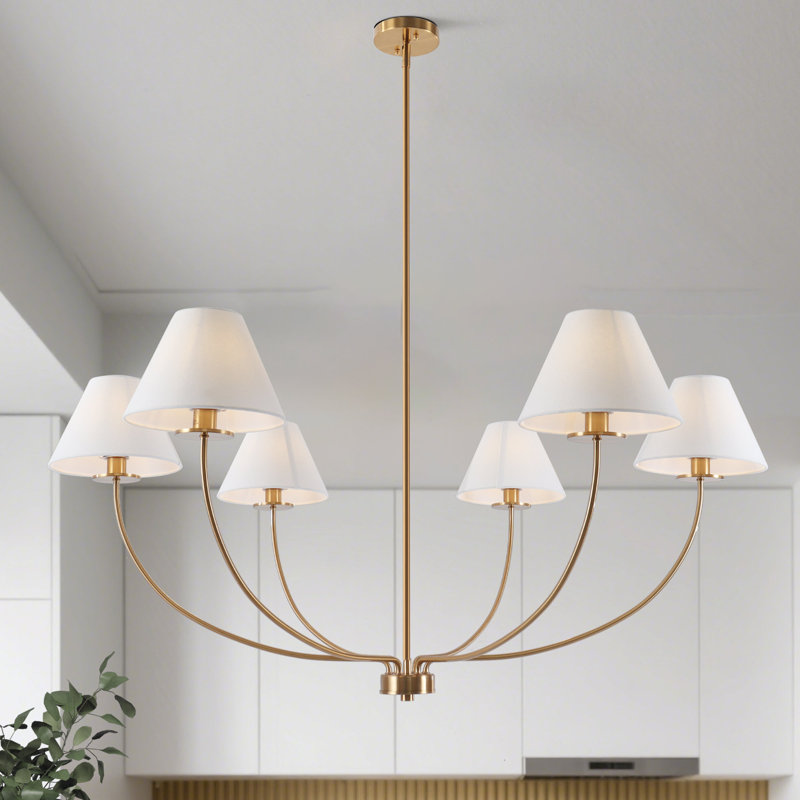 6-Light Dimmable Chandelier with Adjustable Length
, Brass
