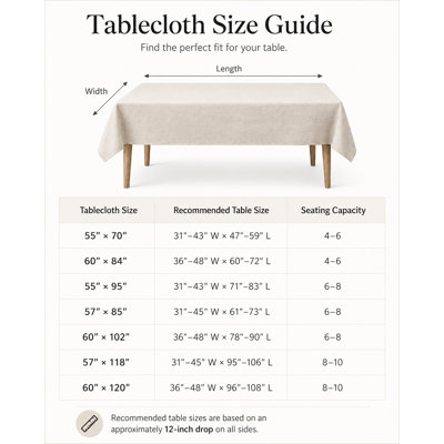 Solid Textured Rectangle Tablecloth, Stain & Wrinkle Resistant, Machine Washable