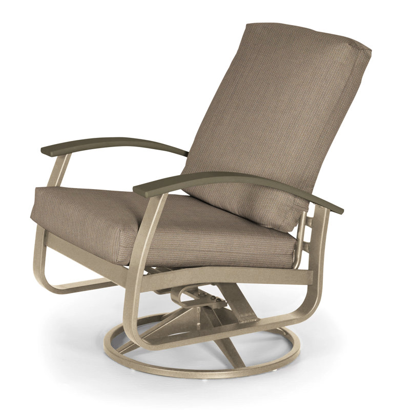 Askar Swivel Powder Coated Aluminum Outdoor Lounge Chair, Canvas Navy Sunbrella® Canvas, Textured Beachwood, Beachwood P40