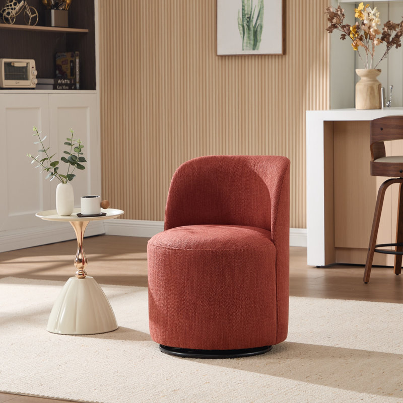 Fauteuil demi-tonneau pivotant rembourré avec coussin moelleux, Orange
