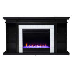 Shilpa Color Changing Fireplace with Bookcase