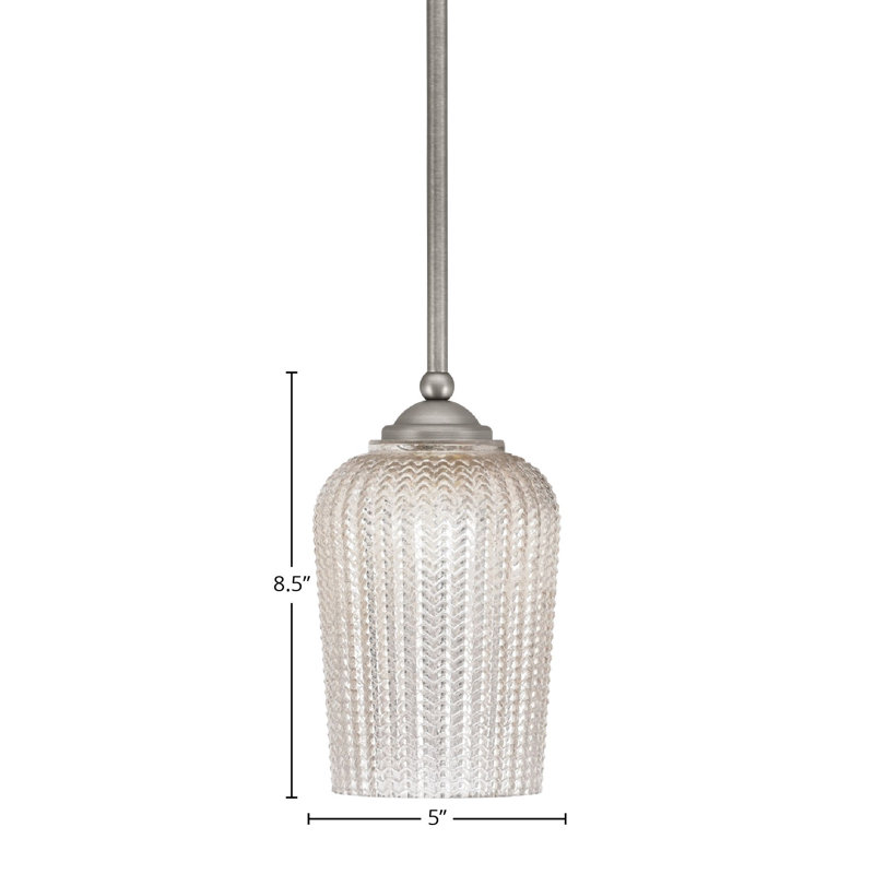Mini-luminaire suspendu suspendu Zilo, fini granit foncé avec verre de 5 po, Graphite