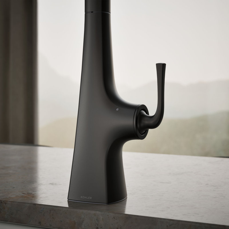 Graze Touchless Pull-Down Kitchen Sink Faucet with Voice Activation and Three-Function Sprayhead, Matte Black