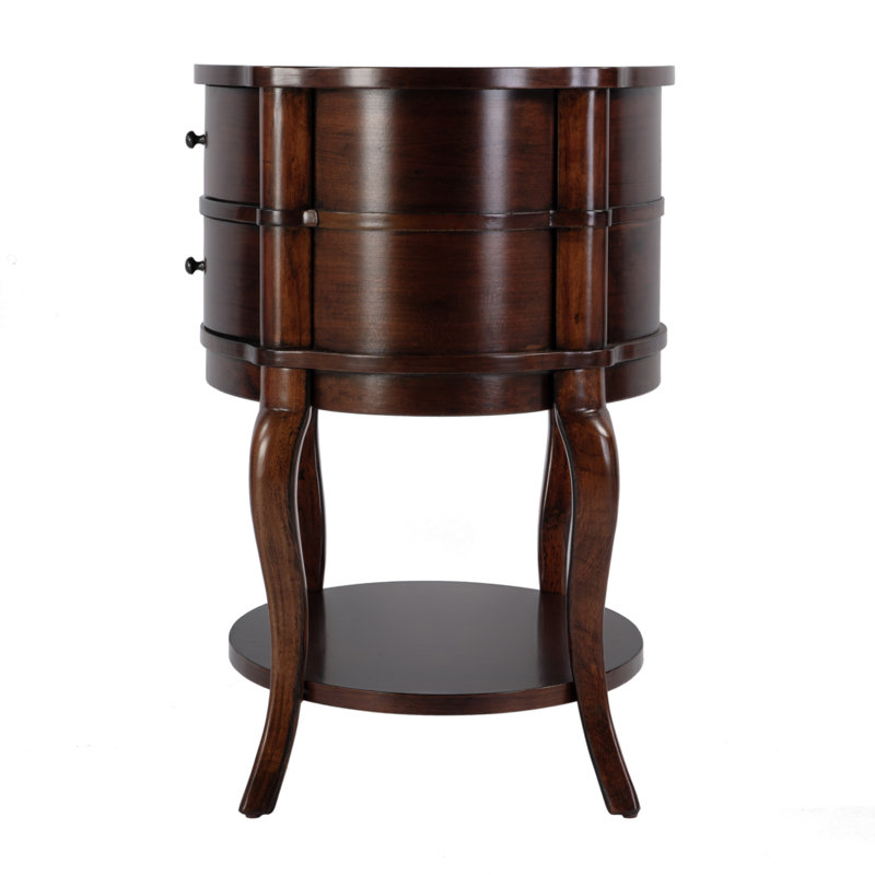 Jarvis Oval 2-Drawer Side Table, Cherry
