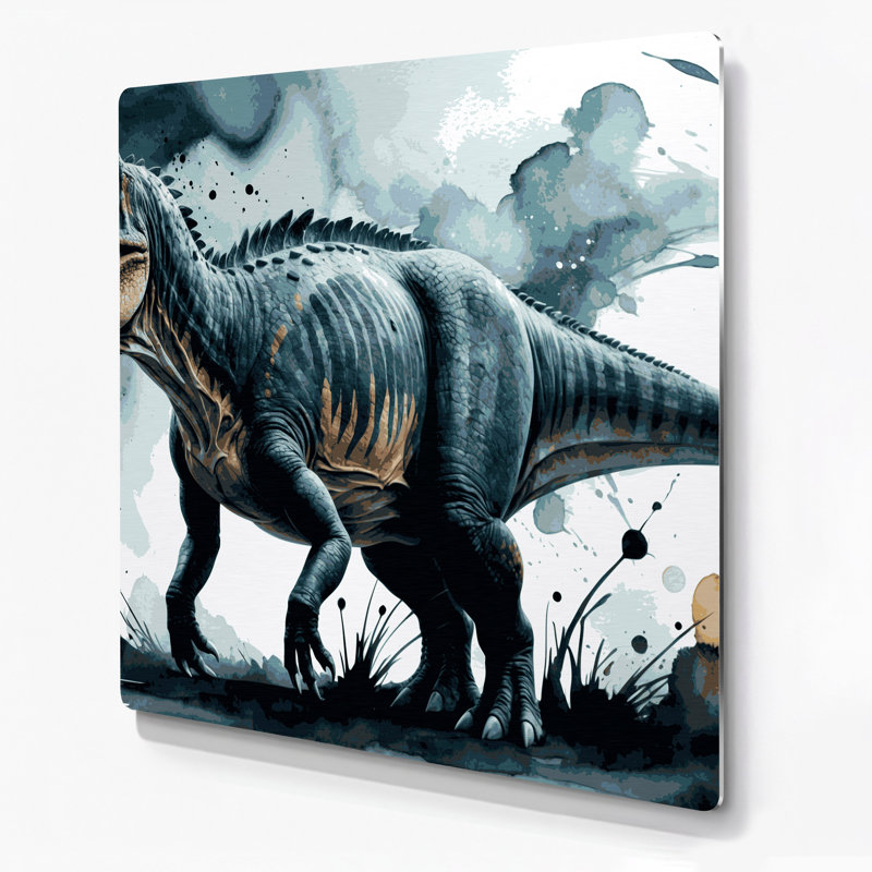 «Dinosaur Titanosaurus», art mural en métal bleu, H 16 po x l 16 po