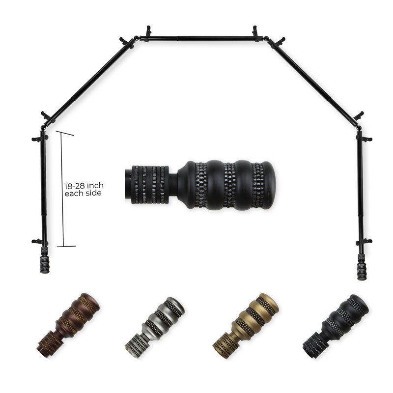 Tringle à rideaux simple 0,81 po Parinaaz, Noir, 18 à 28 po (de chaque côté)