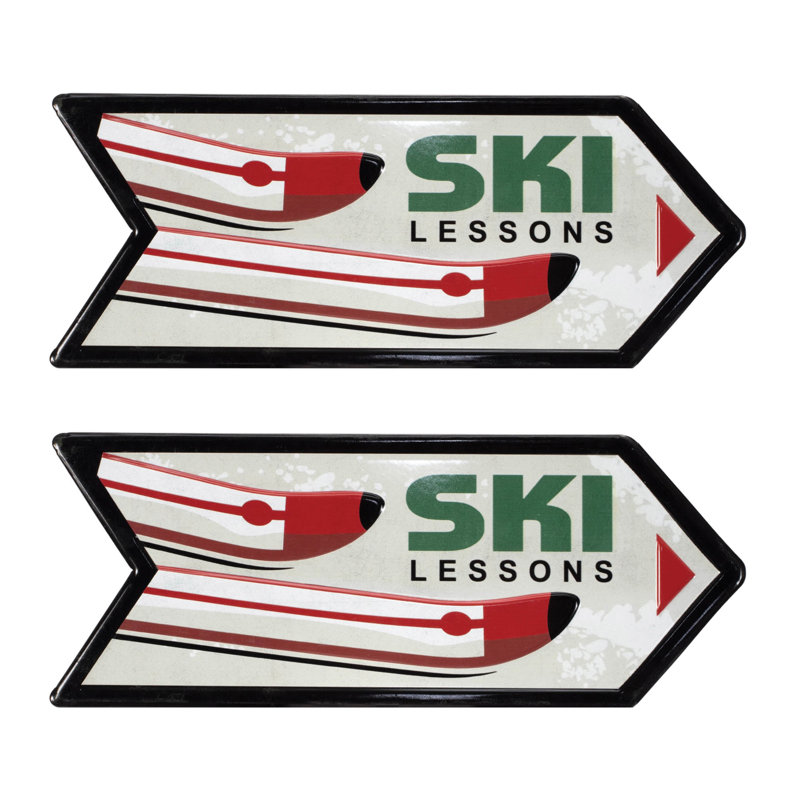 Enseigne de cours de ski en métal (ensemble de 2)