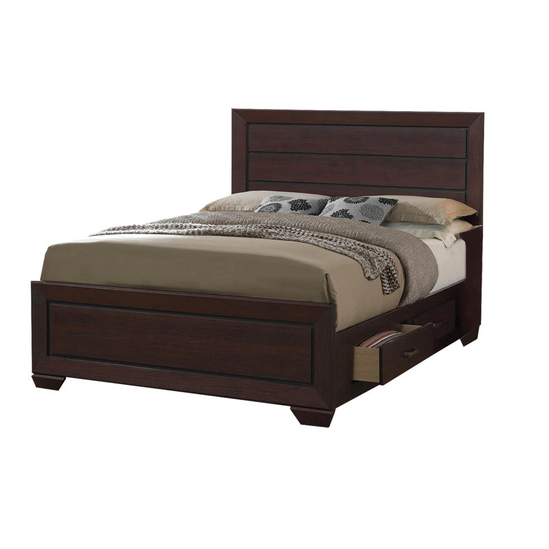 Jujuan Platform Storage Bed, Dark Brown, Queen