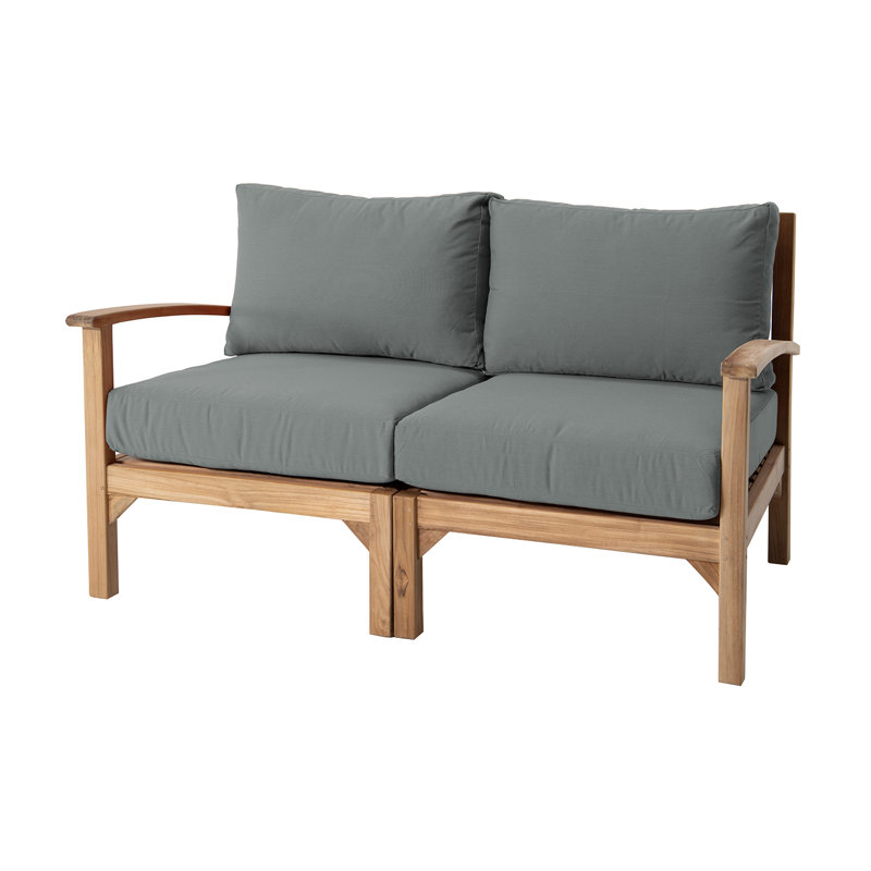 Huntington 60'' Wide Teak Loveseat with Cushions, Canvas Regatta Sunbrella® Canvas