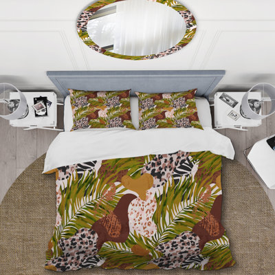 Ensemble de housse de couette en microfibre vert / brun / noir 2 pièces