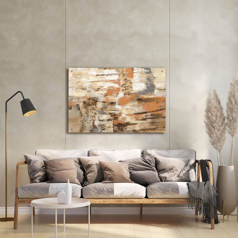 «Copper and Wood» par Silvia Vassileva, art mural en verre acrylique, H 24 po x l 36 po x P 0,2 po