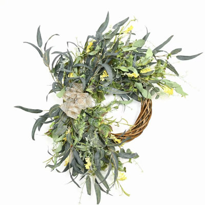 Couronne de porte artificielle 26 po printemps été