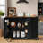 Farmhouse Kitchen Island With Power Outlet, Internal Storage Racks, Drop Leaf, Spice Rack, Towel Rack And 3 Drawers-1611425291
