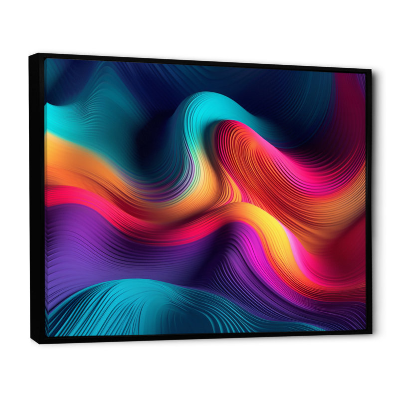 Abstrait, formes fluides - impression, H 34 po x l 44 po x P 1,5 po, Toile avec cadre flottant noir