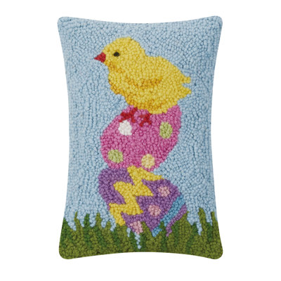 Easter Chick Eggs Wool Hook Pillow