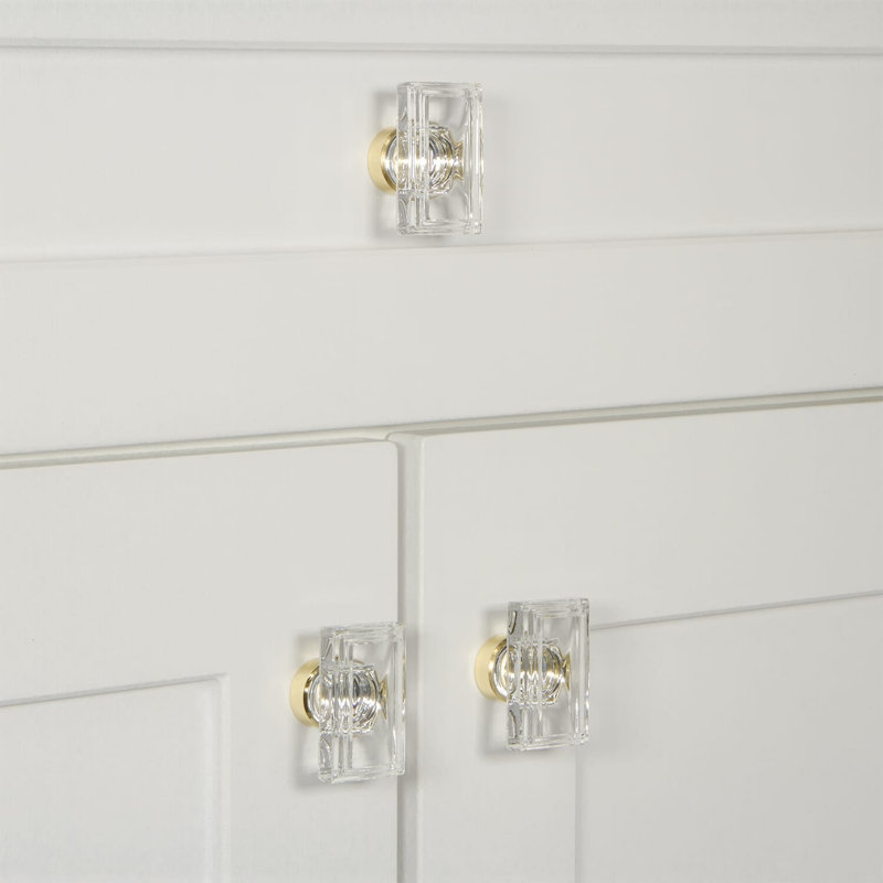 Carré Rectangular Cabinet Knob, Polished Brass
