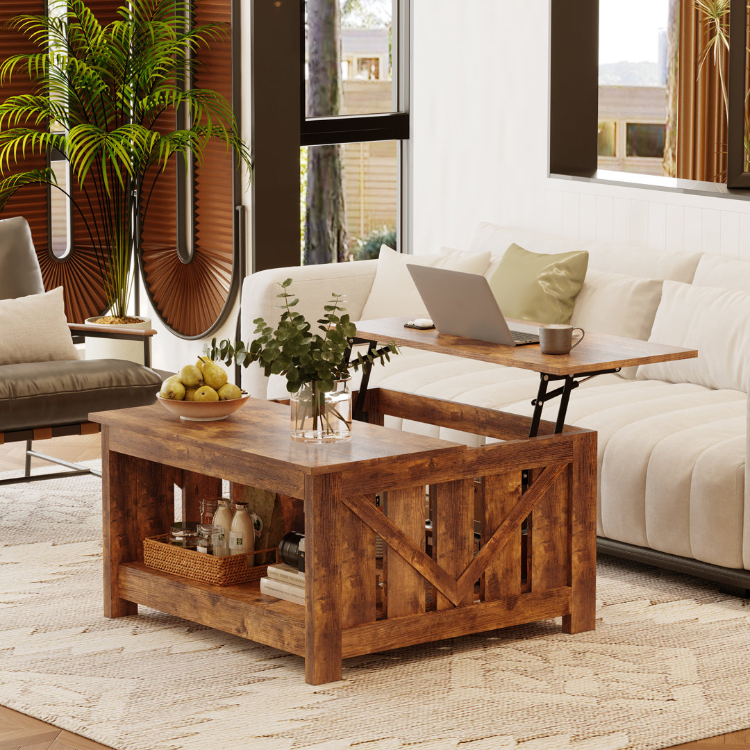 Torron Lift Top Farmhouse Coffee Table with Storage,Wood Cocktail Table Gracie Oaks 