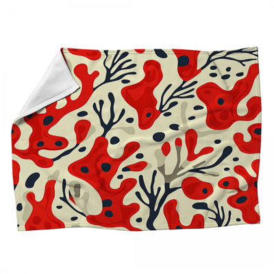 Colorful Coral Fleece Throw Blanket - Marine Throws for Sofas or Beds