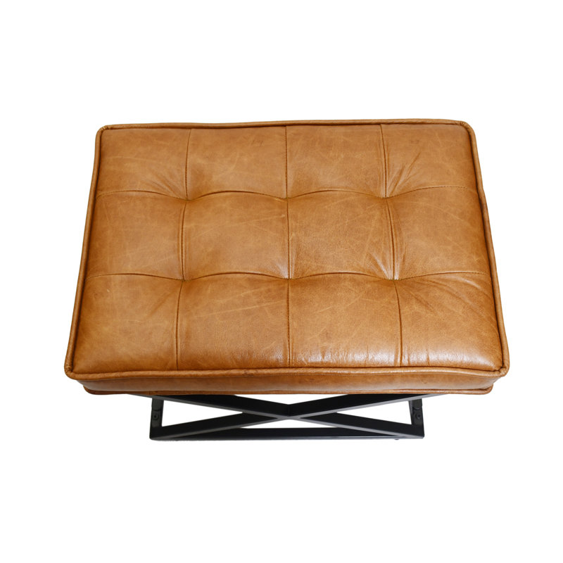 Tabouret en cuir véritable Wilmington, Brun