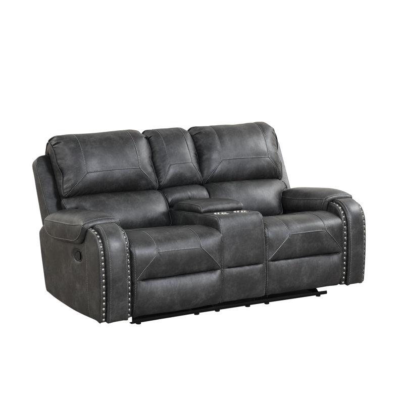 Ensemble de salon inclinable surdimensionné 3 pièces Titan, Similicuir gris anthracite