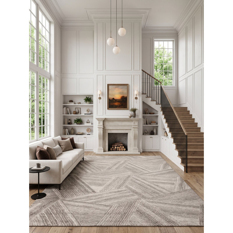 Marut Hand Tufted Geometric Area Rug in Light Beige, Rectangle 10' x 14'
