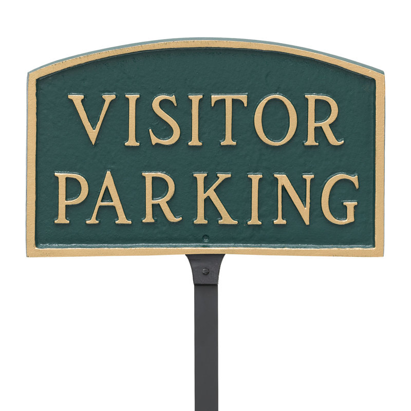 Enseigne standard pour visiteurs, H 5,5 po x l 9 po, Vert forêt / doré