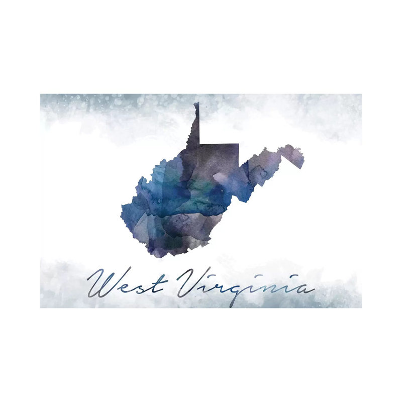 West Virginia State Bluish 1 Piece Wall Art on Canvas, 66.04cm H x 101.6cm W x 1.91cm D, Wrapped Canvas