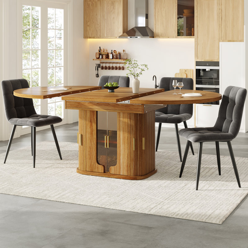 Extendable Oval Dining Table, Natural