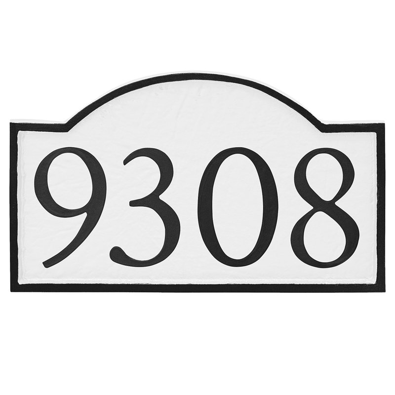 Plaque d’adresse murale 1 ligne à empattement doux, Blanc, Noir